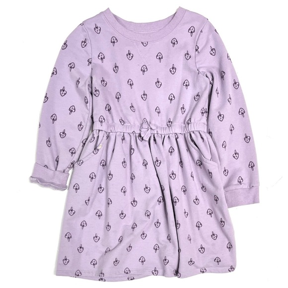 New Cat & Jack dress, size 3T. Purple mushroom print, long sleeve, pockets. - Picture 1 of 1